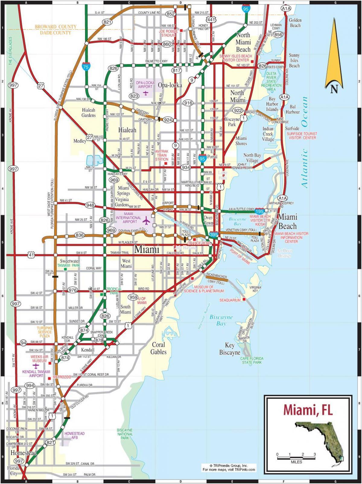 płatne drogi w Miami mapie