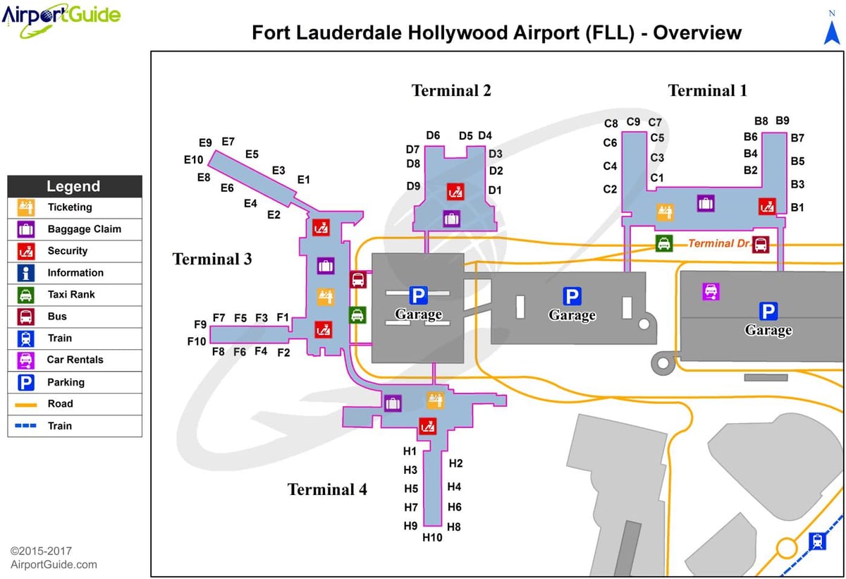 Fort Lauderdale (floryda mapa parkingów lotniska