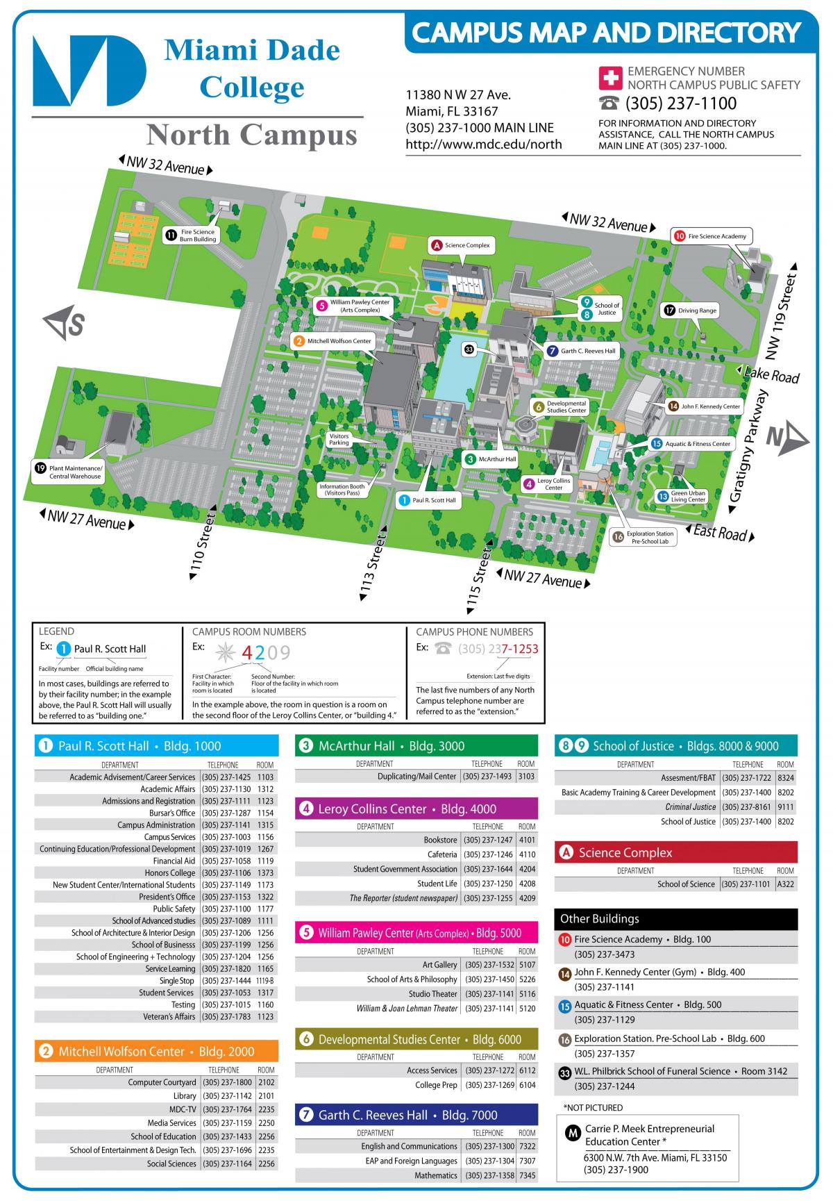 Miami Dade college Północno-Campus mapę