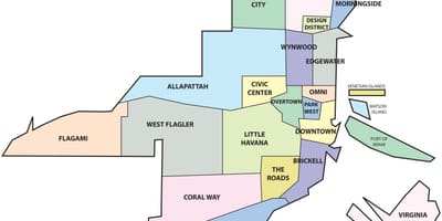 Mapa okolic Miami