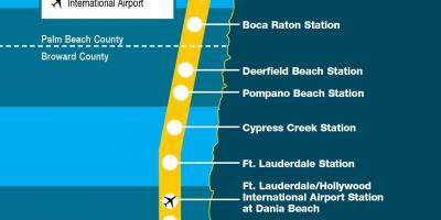 Miami trzy kolejowych mapie